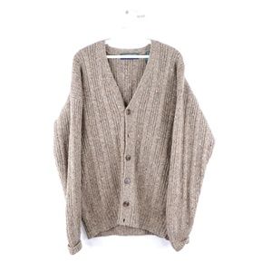 Vintage 90s Streetwear Blank Cardigan Sweater Tan